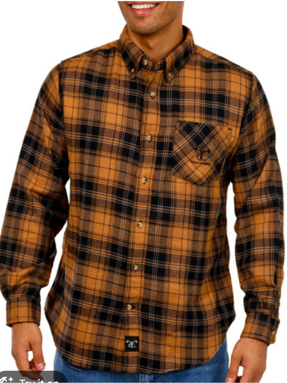 NWT Men's Plaid Button-Down Shirt in Mustard S, M, L & XL